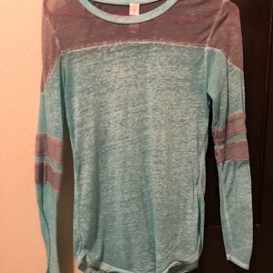Blue and grey long sleeve shirt